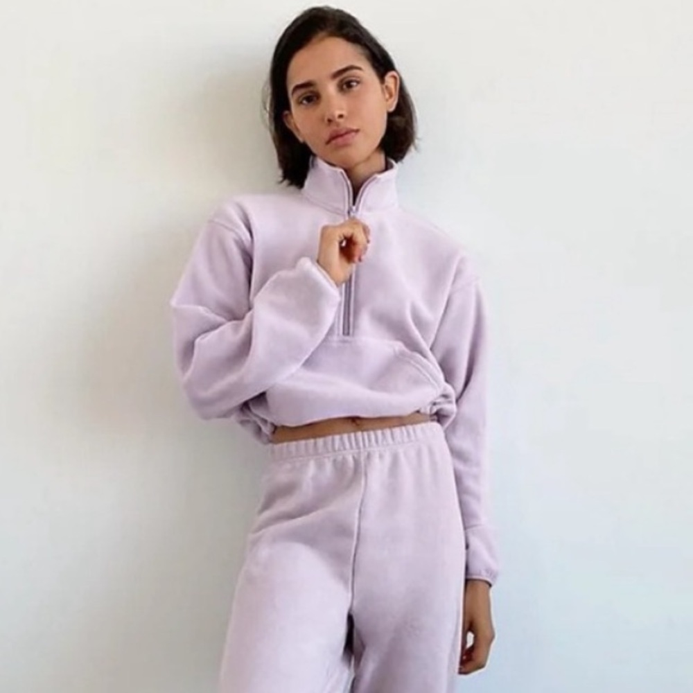 Aritzia TNA Polar Half-Zip Fleece Pullover in Lavender